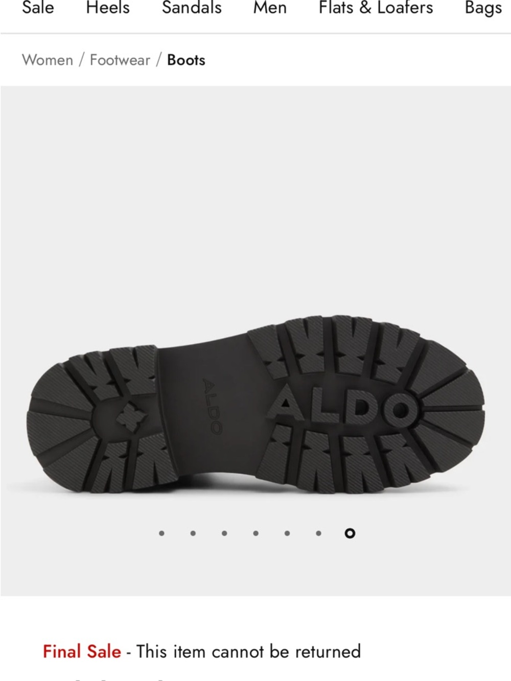 Aldo Black Lace-Up Platform Combat Boots - Picture 7 of 8